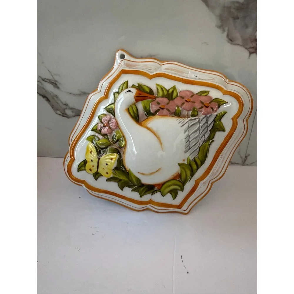 Franklin Mint Le Cordon Bleu 1986 Ceramic Goose Butterfly Wall Mold Decor